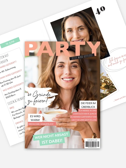 Einladung 40. Geburtstag Party Magazin