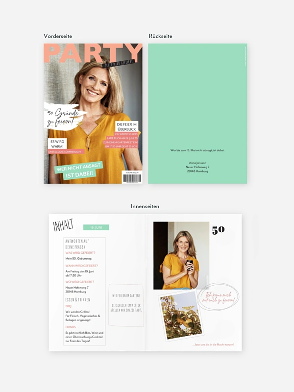 Einladung 50. Geburtstag Party Magazin