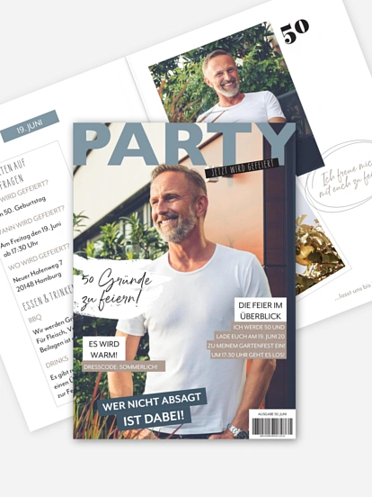Einladung 50. Geburtstag Party Magazin
