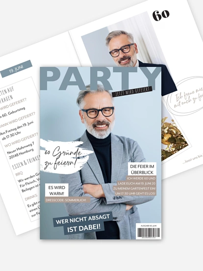 Einladung 60. Geburtstag Party Magazin