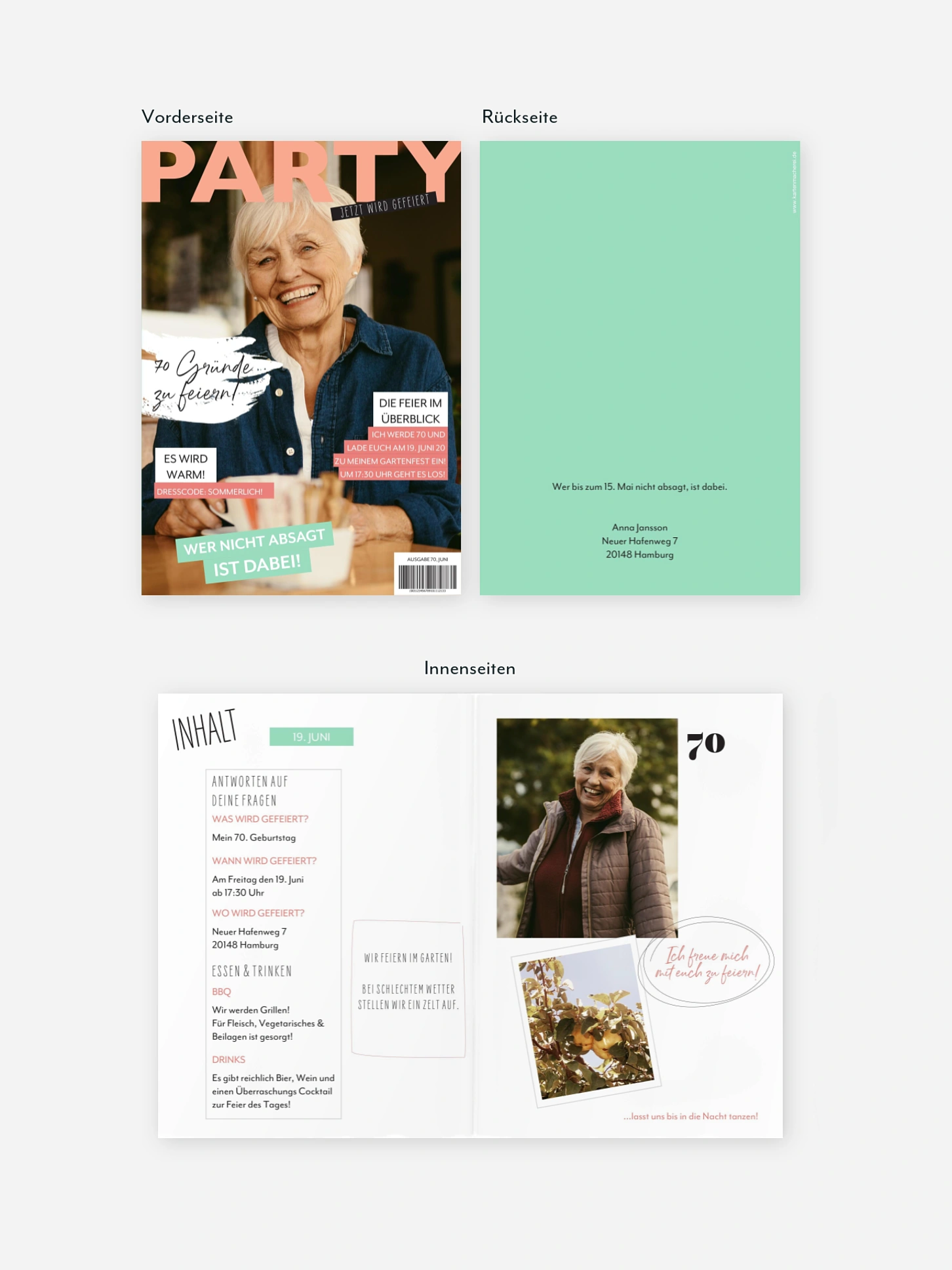 Einladung 70. Geburtstag Party Magazin