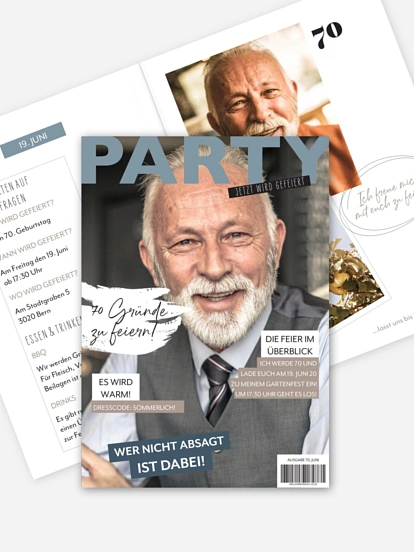 Einladung 70. Geburtstag Party Magazin