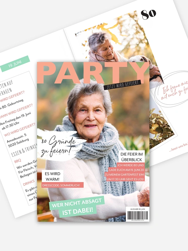 Einladung 80 Geburtstag Party Magazin