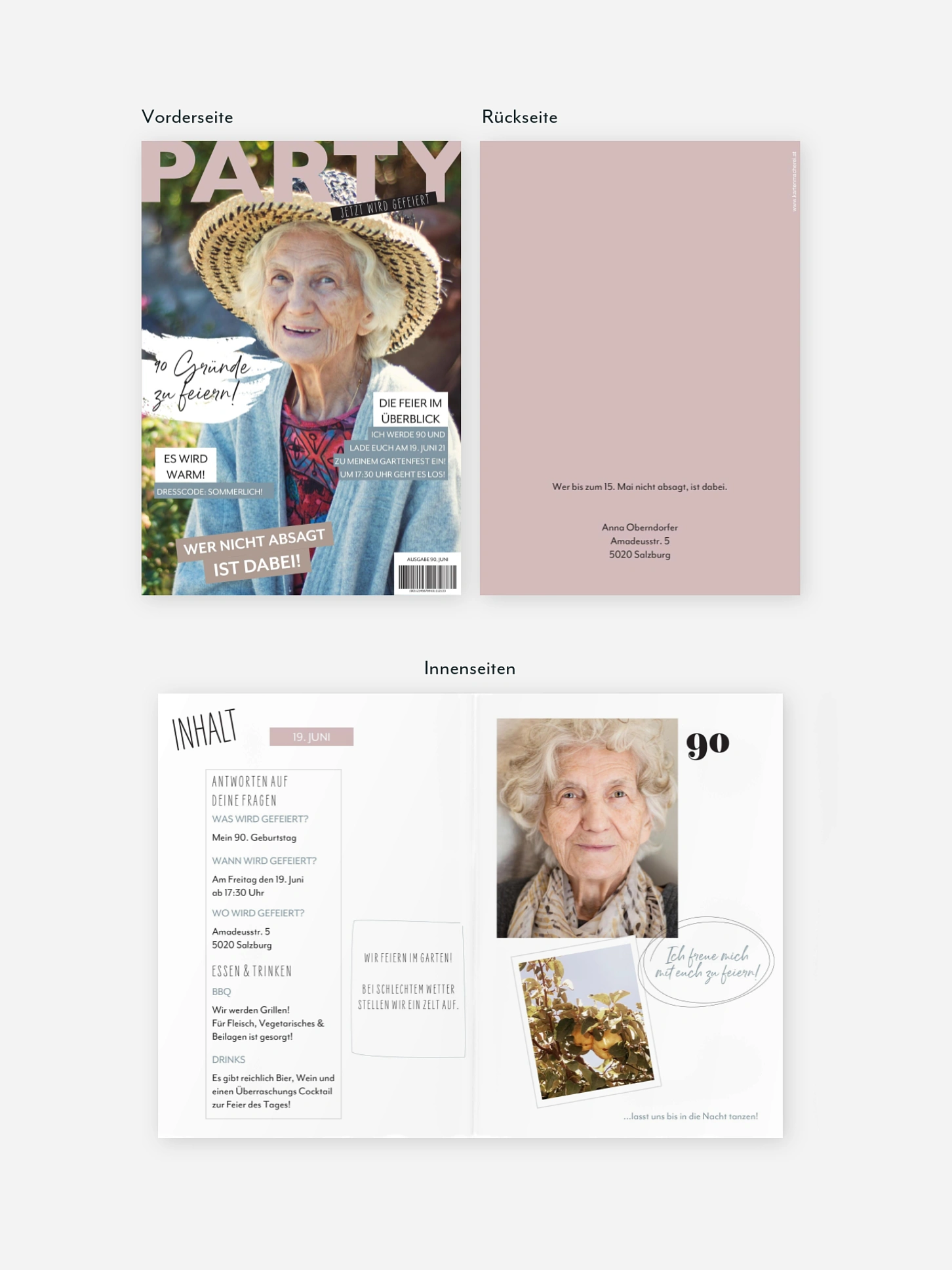 Einladung 90. Geburtstag Party Magazin