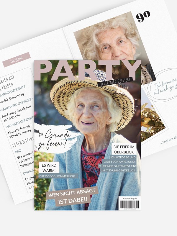 Einladung 90. Geburtstag Party Magazin