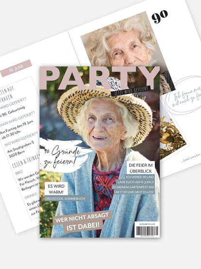 Einladung 90. Geburtstag Party Magazin