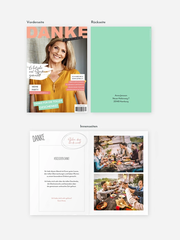 Dankeskarte Geburtstag Party Magazin
