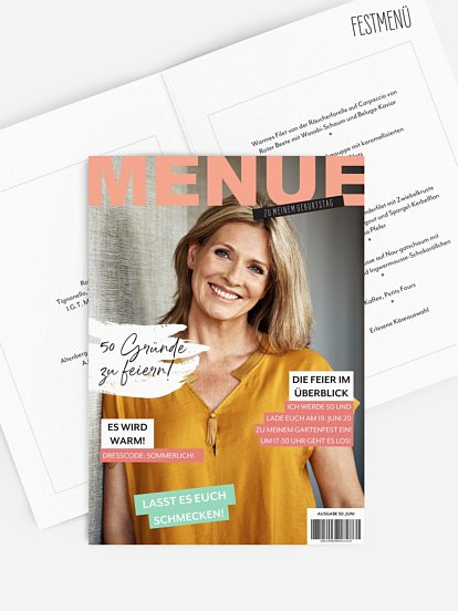 Menükarte Geburtstag Party Magazin