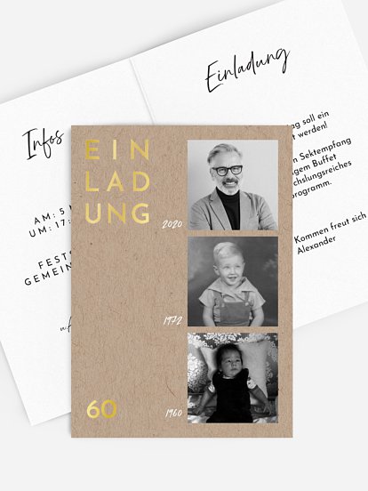 Einladungskarten 60 Geburtstag Analog