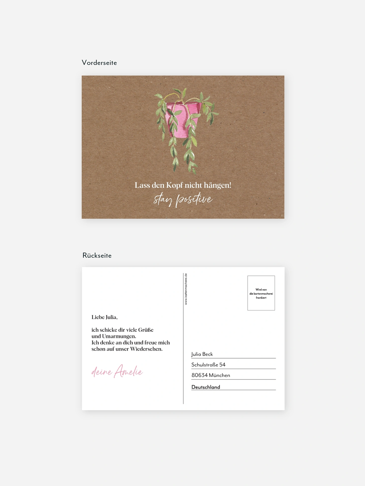 Postkarte Direktversand Happy Plant