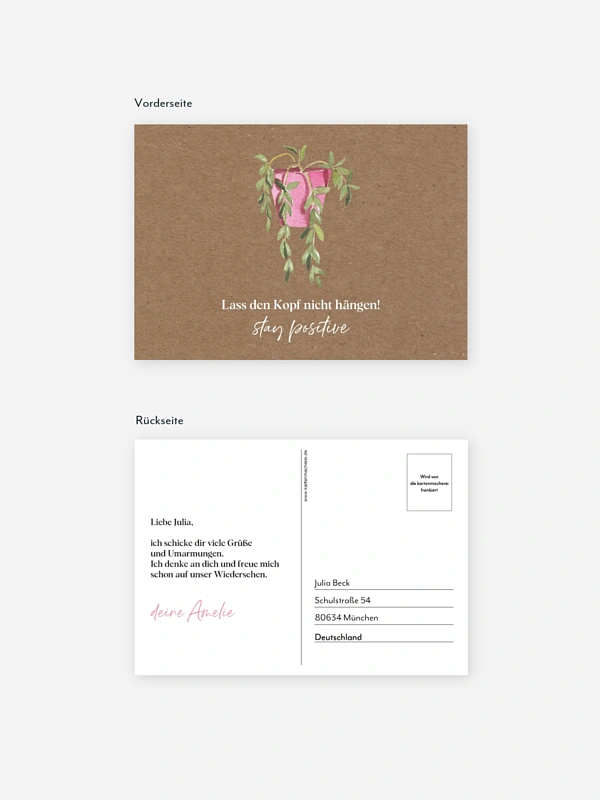 Postkarte Direktversand Happy Plant