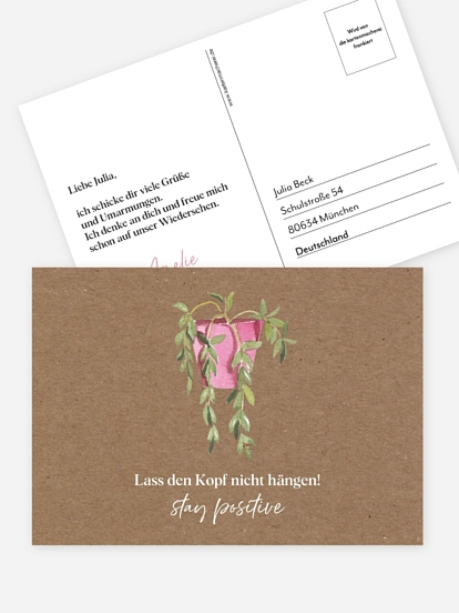 Postkarte Direktversand Happy Plant