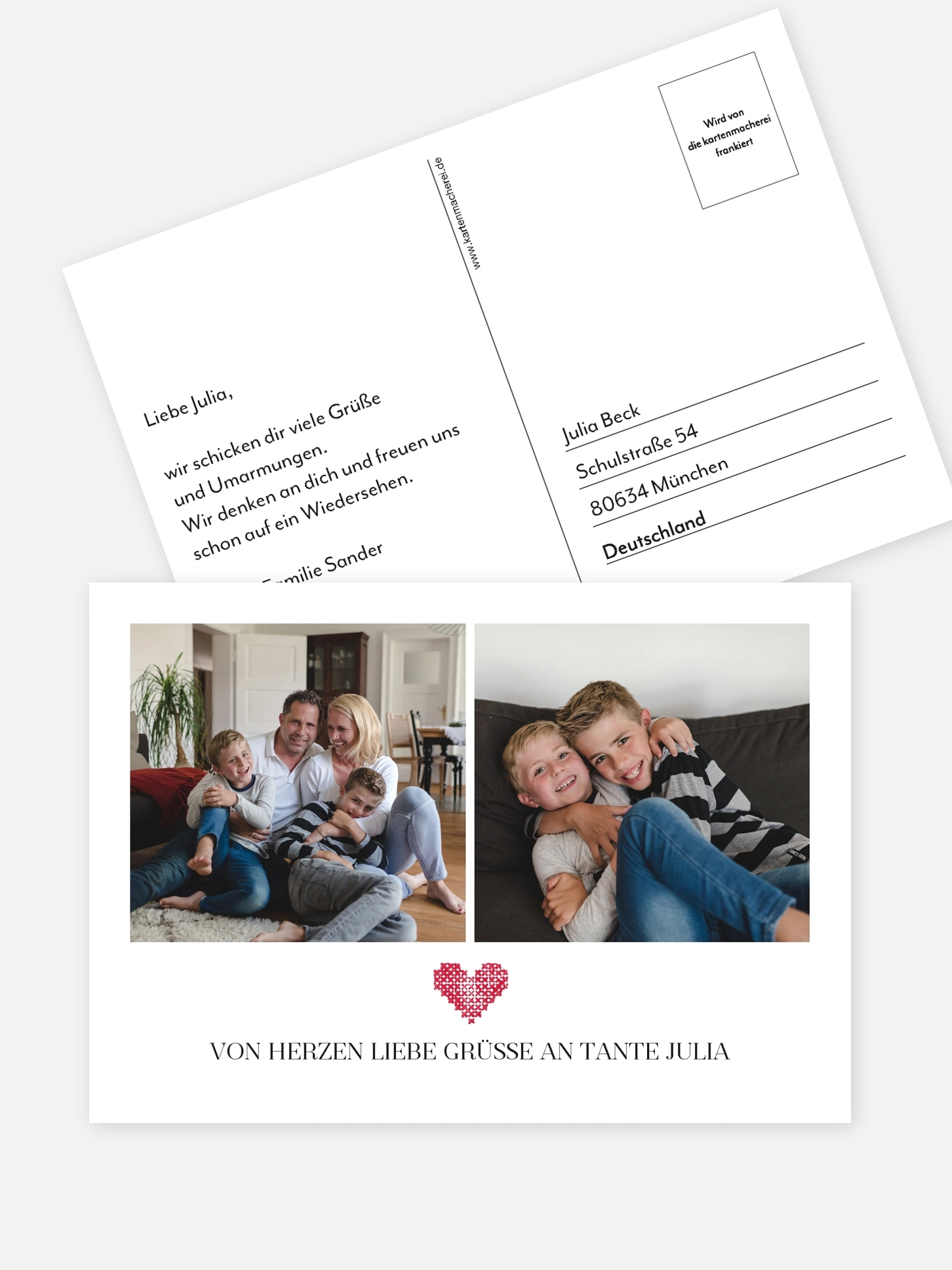 Postkarte Direktversand Herzensgrüße