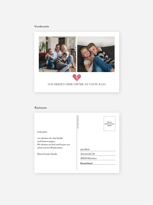 Postkarte Direktversand Herzensgrüße