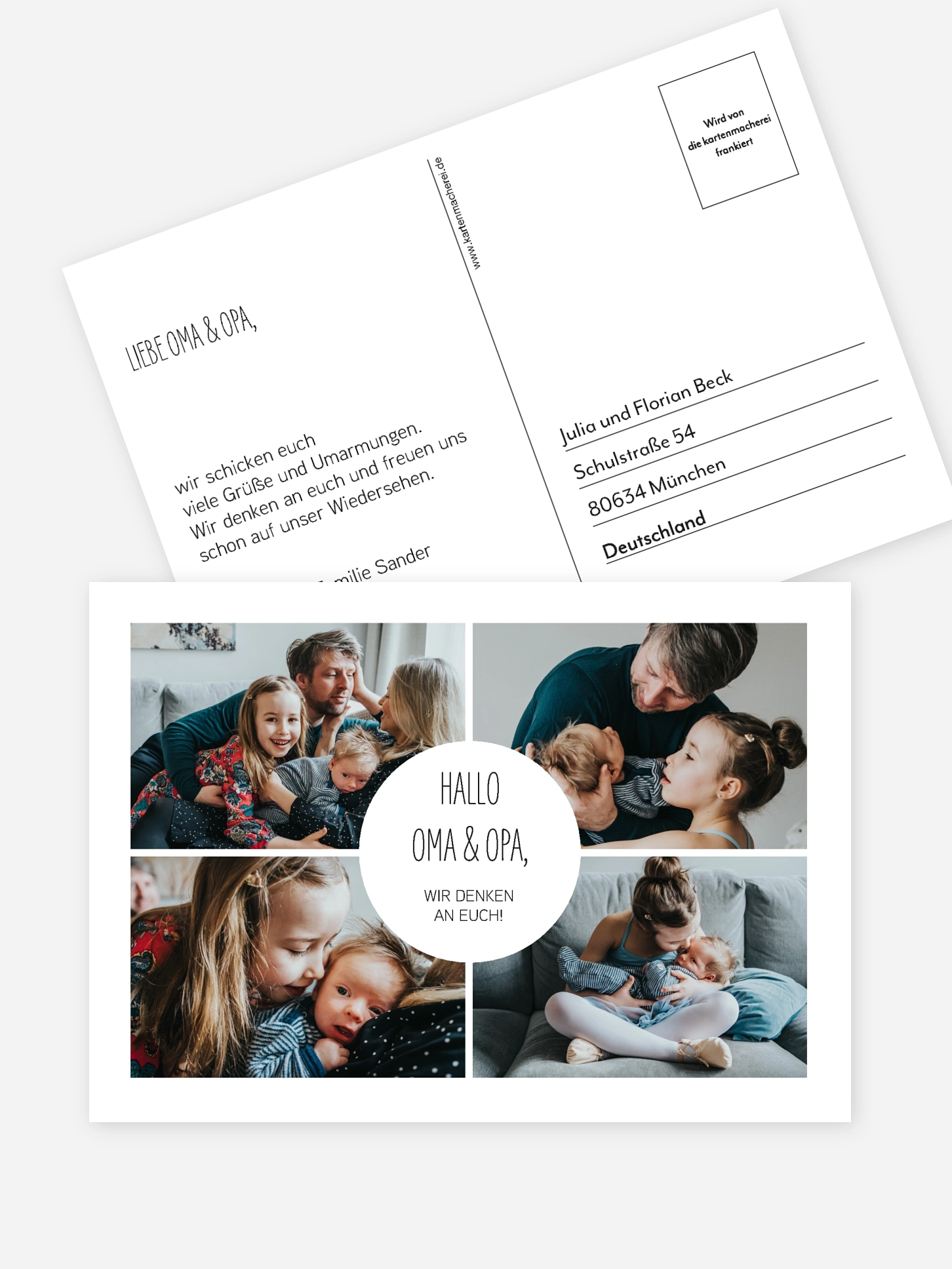Postkarte Direktversand Familien Collage