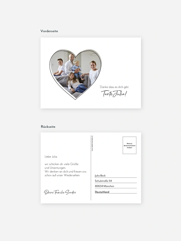 Postkarte Direktversand Familienherz