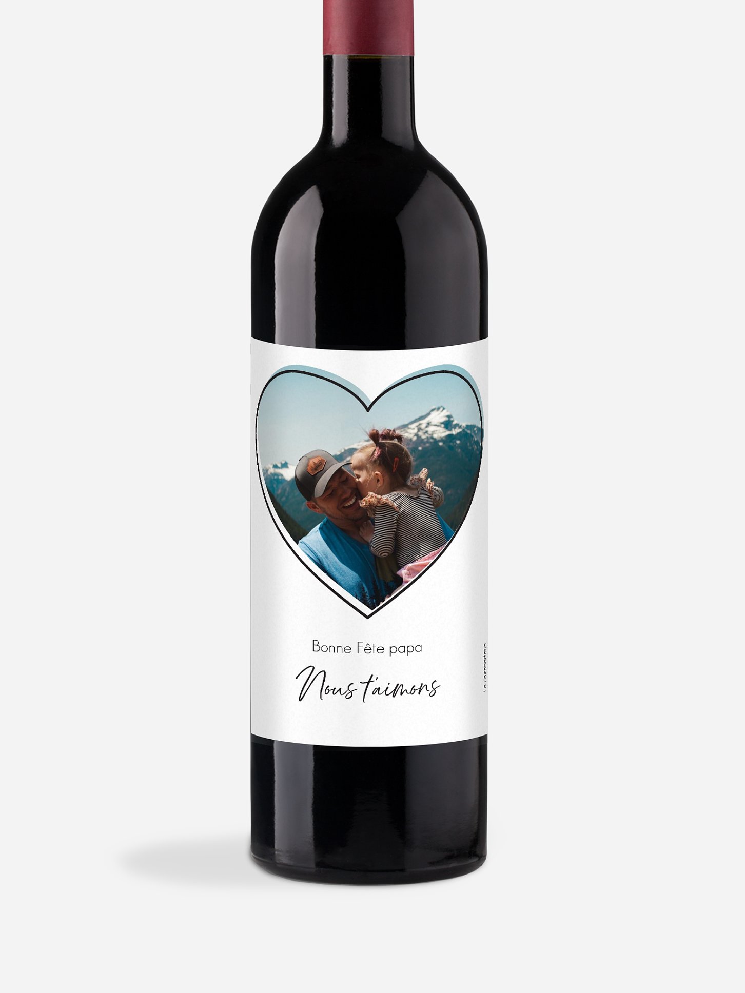Étiquette pour bouteille Coeur de famille