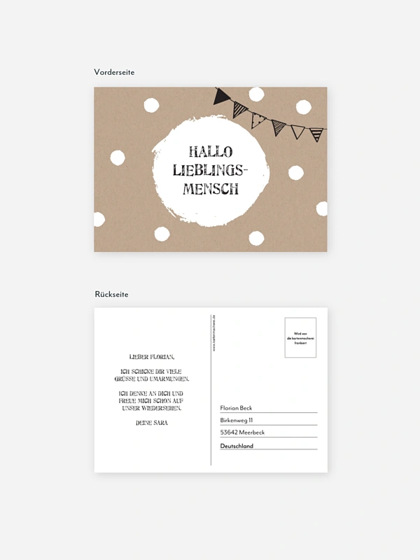 Postkarte Direktversand Hallo Lieblingsmensch
