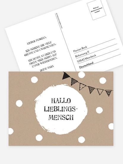 Postkarte Direktversand Hallo Lieblingsmensch