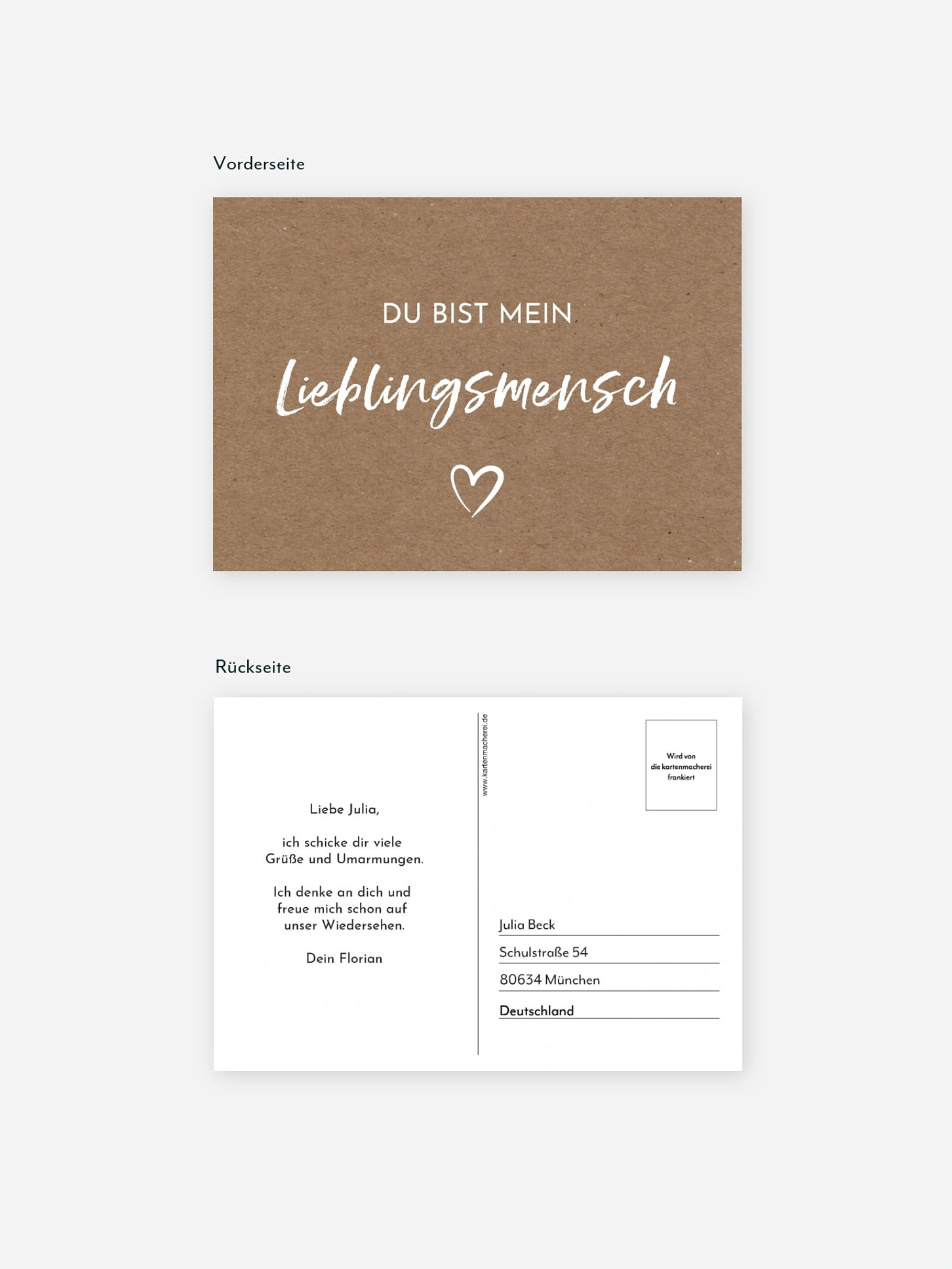 Postkarte Direktversand Mein Lieblingsmensch