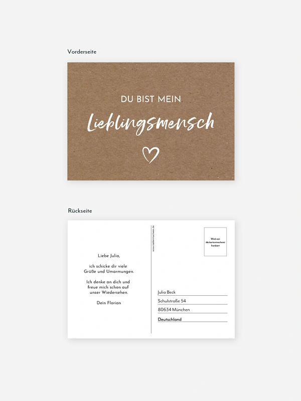 Postkarte Direktversand Mein Lieblingsmensch