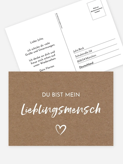Postkarte Direktversand Mein Lieblingsmensch