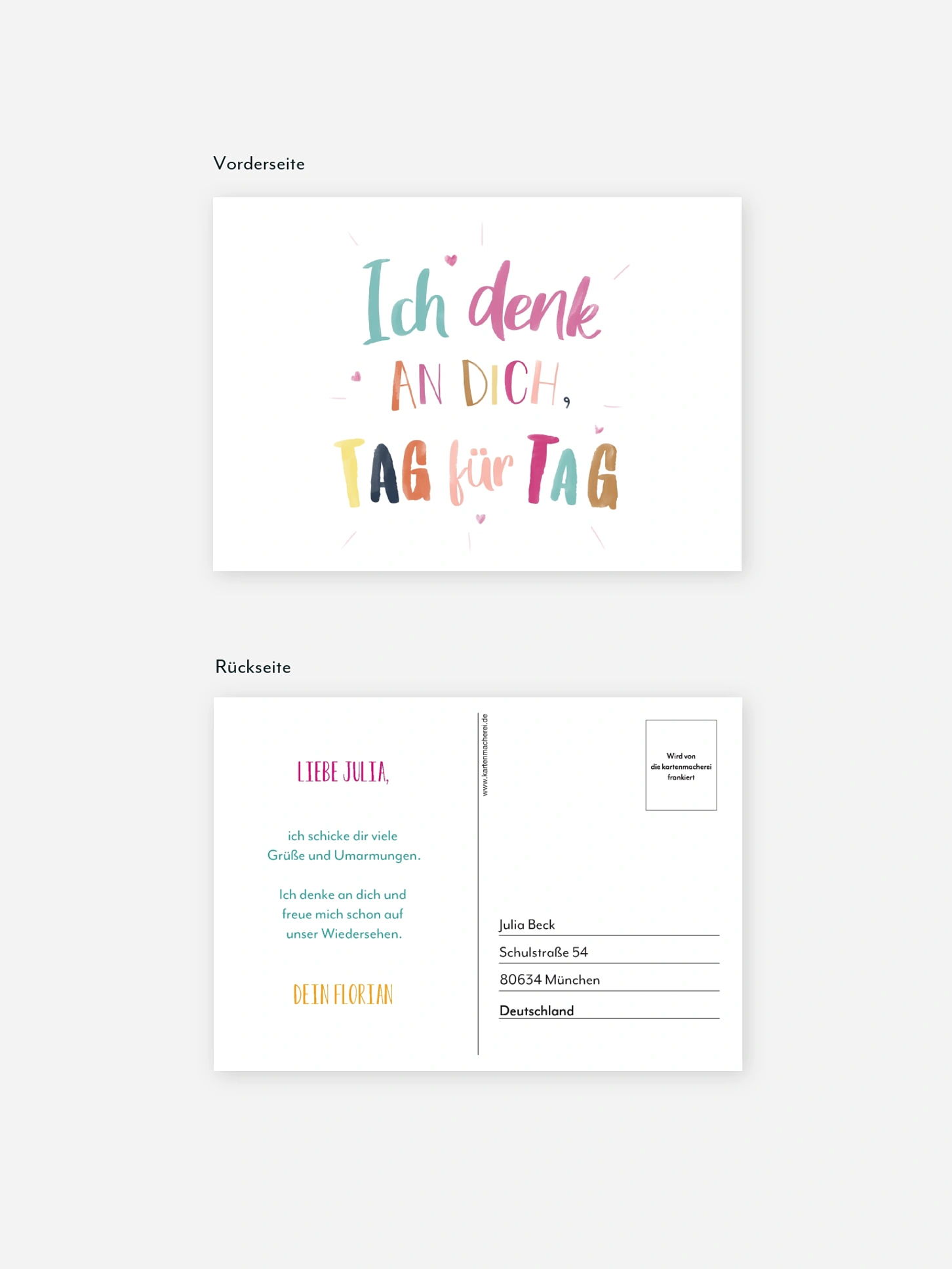 Postkarte Direktversand Tag für Tag