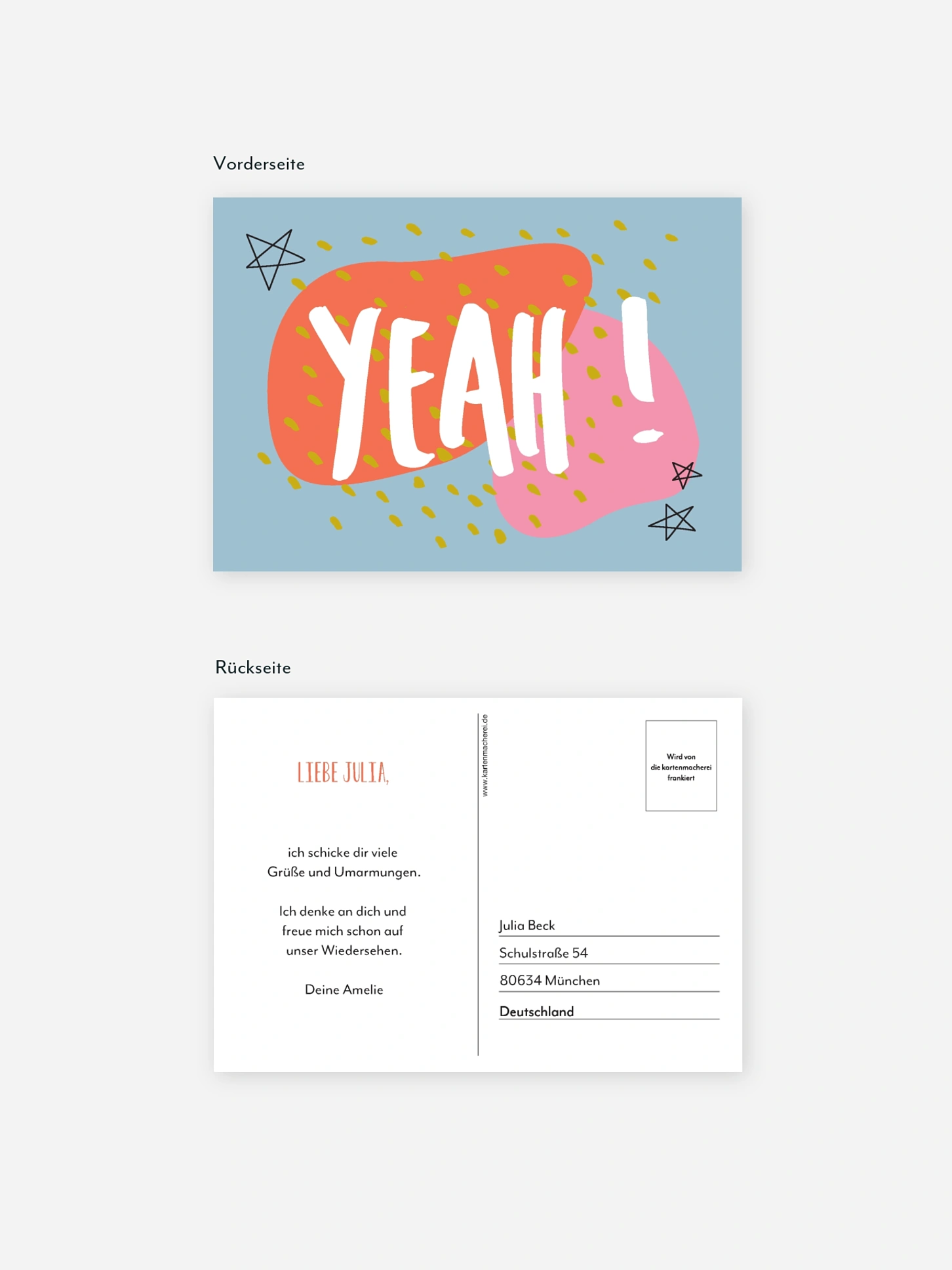 Postkarte Direktversand Yeah!