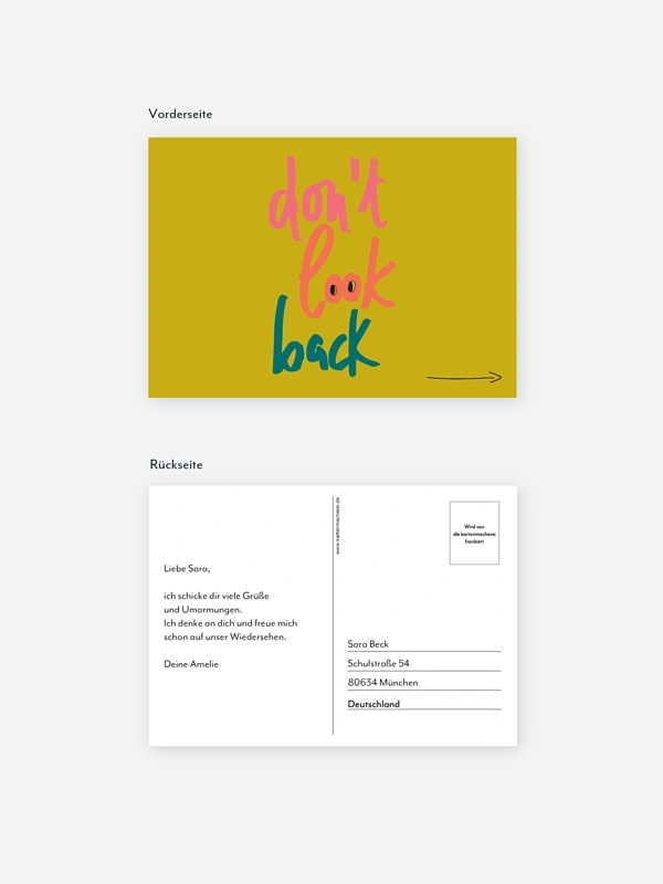 Postkarte Direktversand Don't Look Back