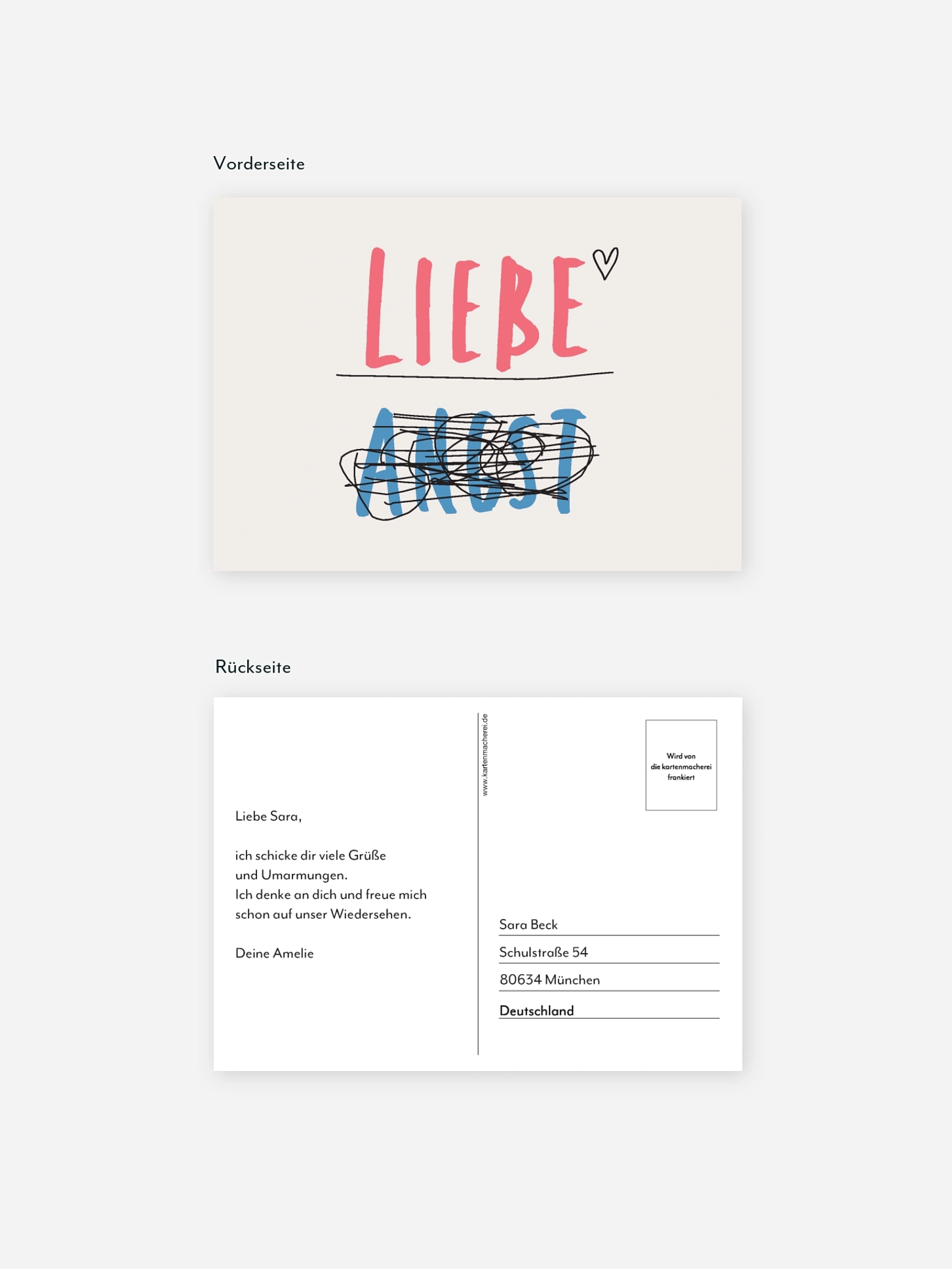 Postkarte Direktversand Liebespost