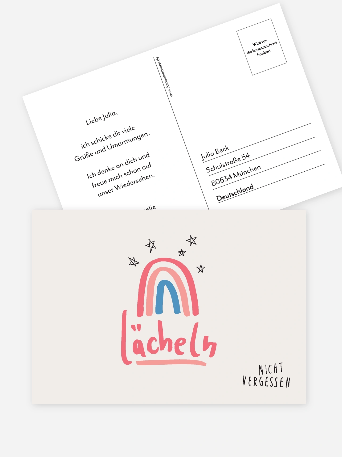 Postkarte Direktversand Lächeln nicht vergessen
