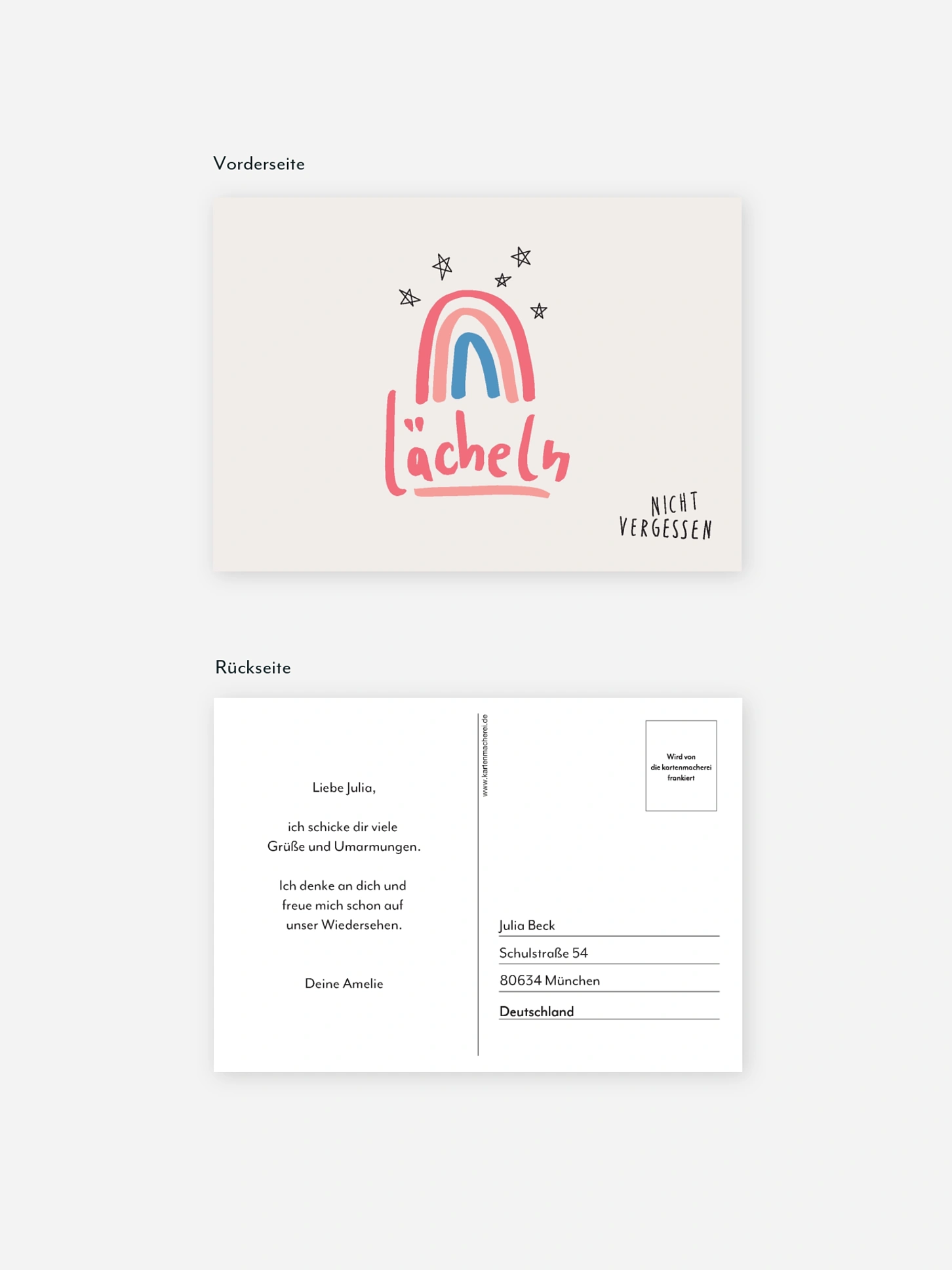 Postkarte Direktversand Lächeln nicht vergessen