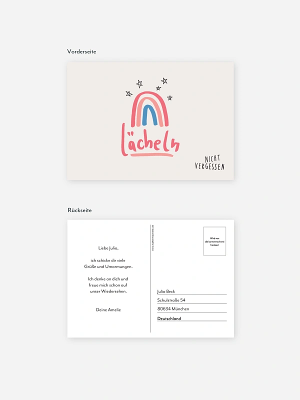 Postkarte Direktversand Lächeln nicht vergessen