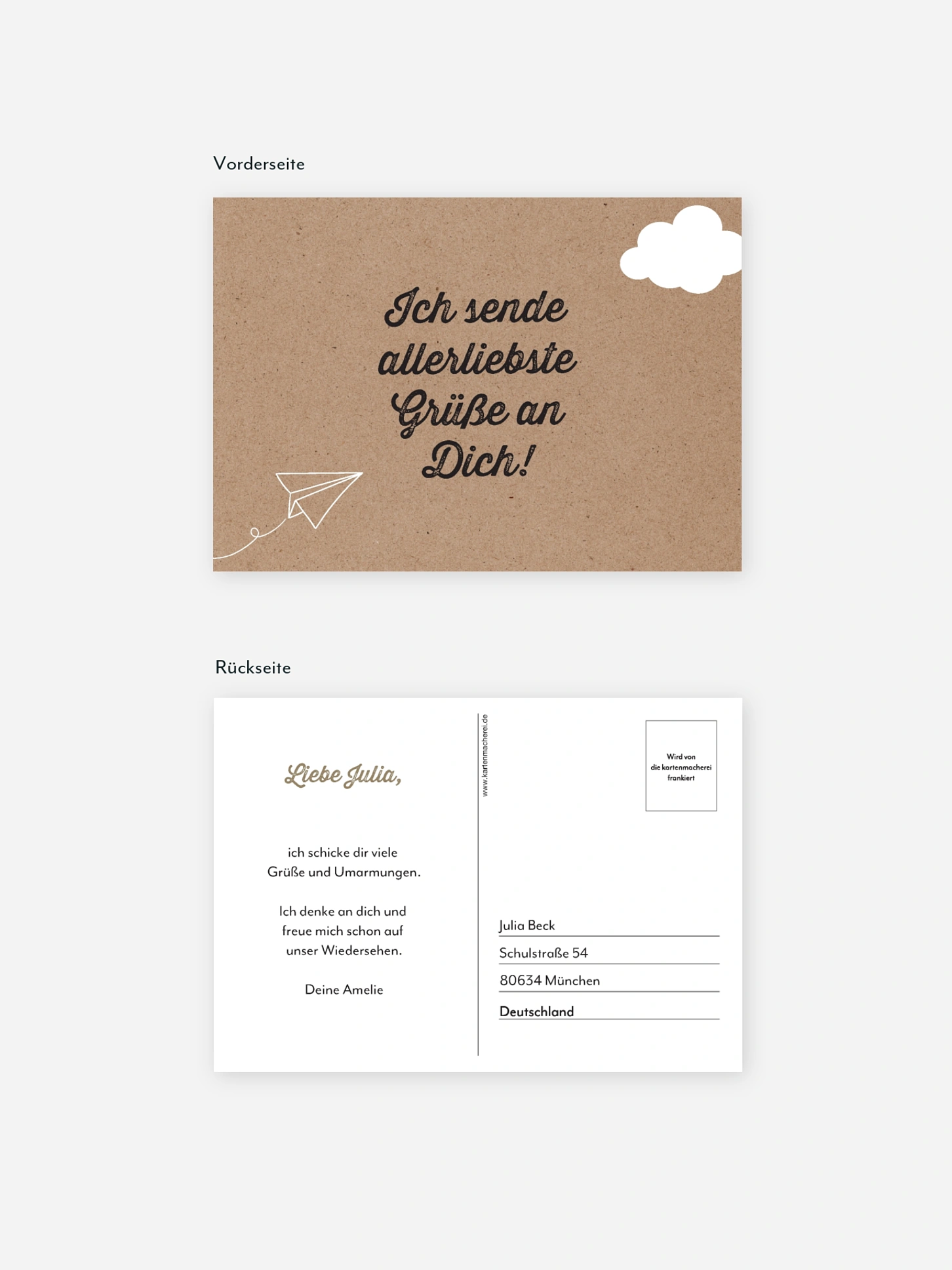 Postkarte Direktversand Luftpost