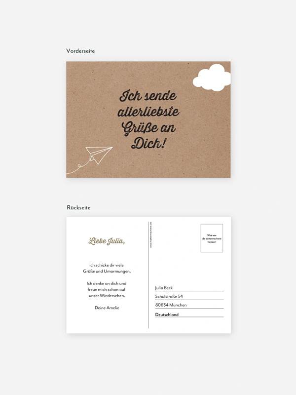 Postkarte Direktversand Luftpost