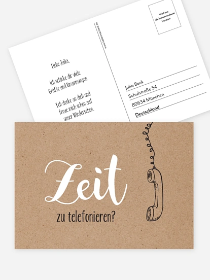 Postkarte Direktversand Zeit zu telefonieren?