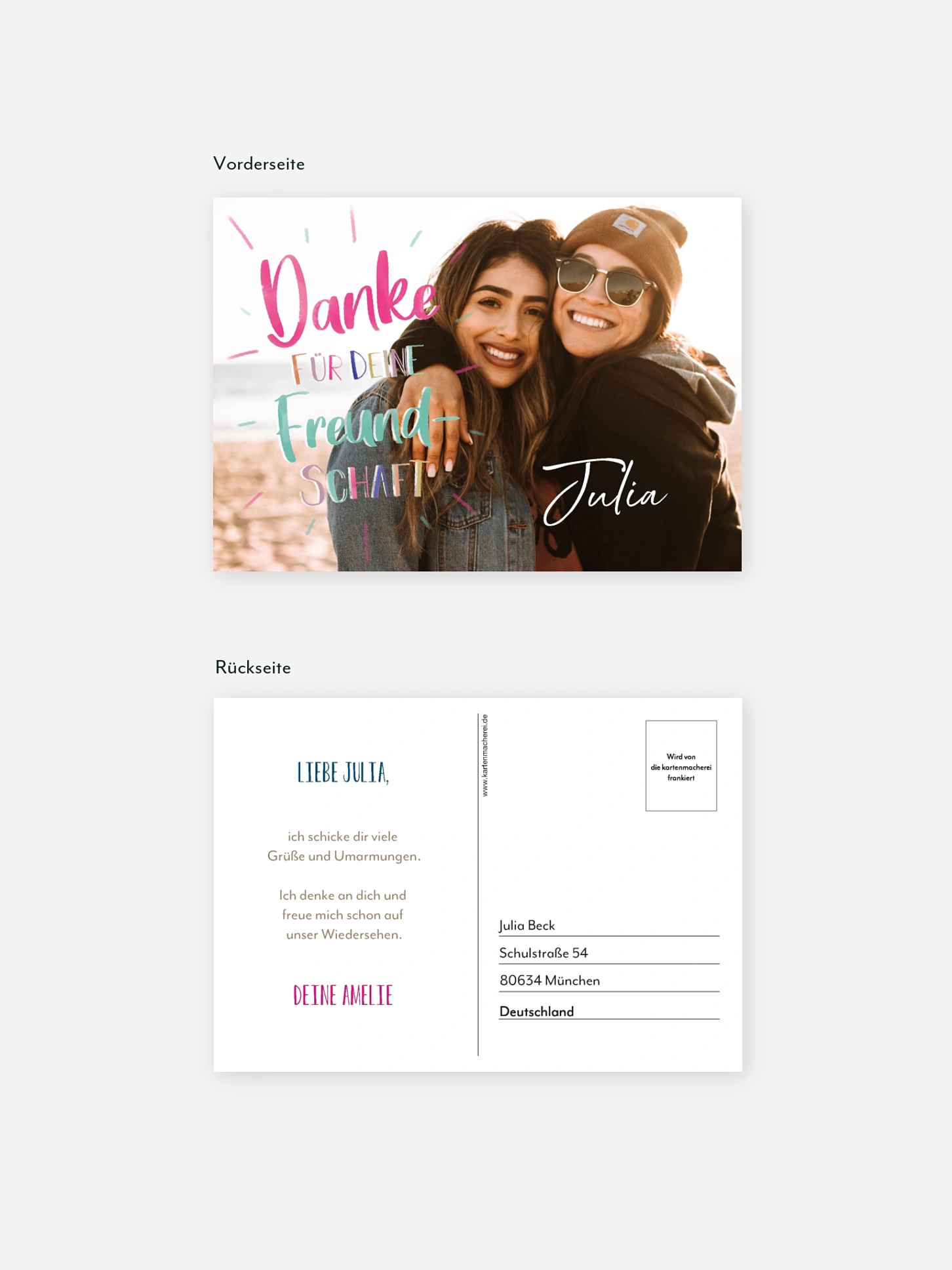 Postkarte Direktversand Friendship