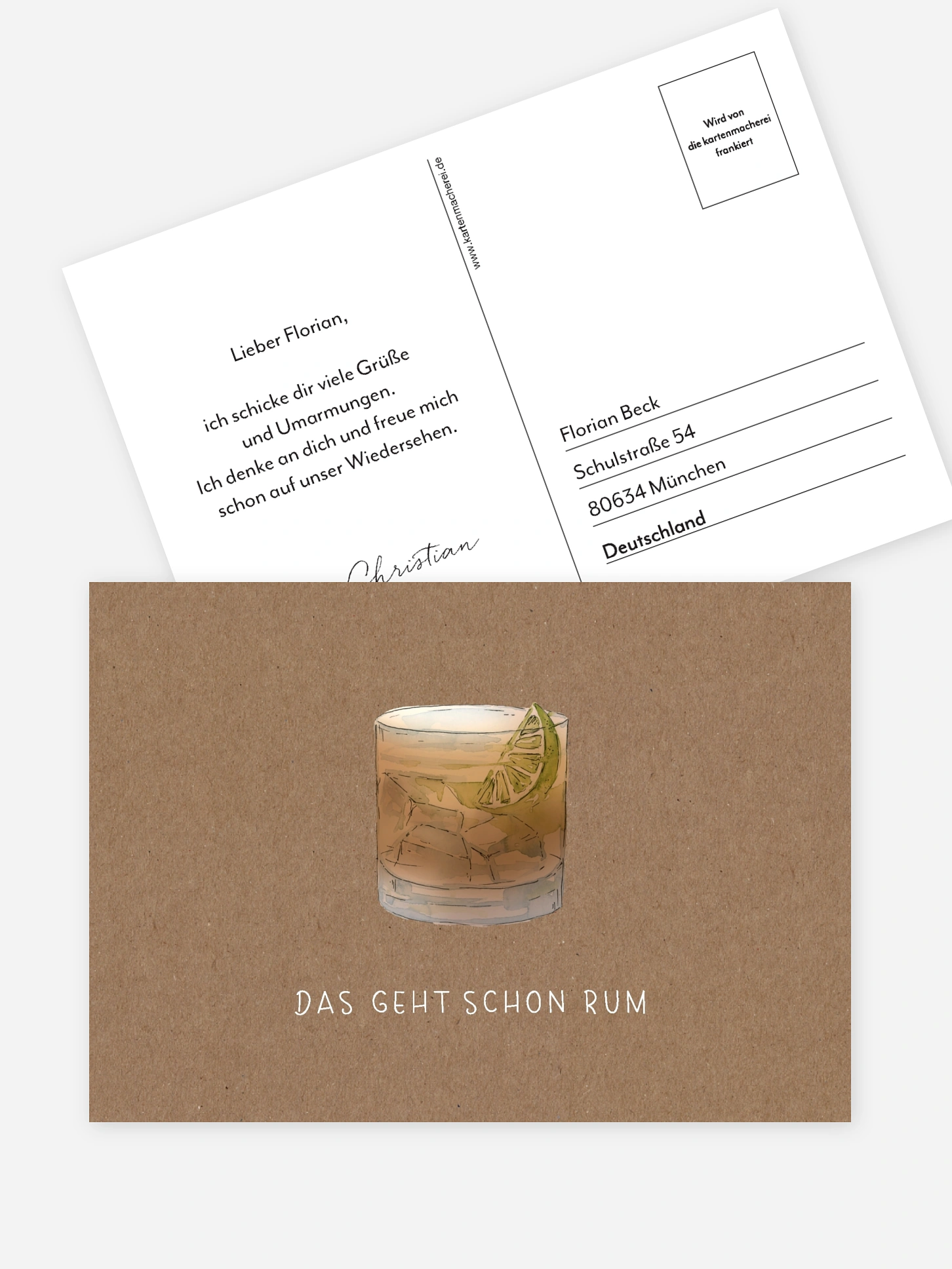 Postkarte Direktversand Das geht schon Rum
