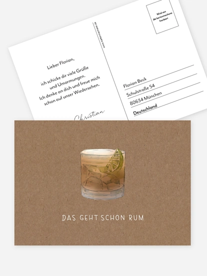 Postkarte Direktversand Das geht schon Rum