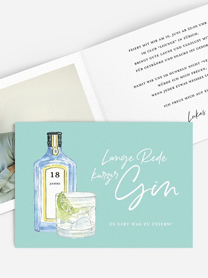 Einladung 18. Geburtstag Gin Time