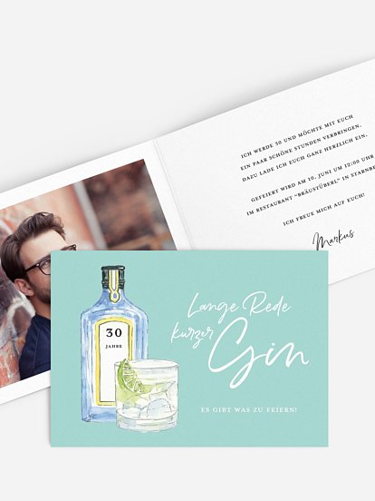 Einladung 30. Geburtstag Gin Time