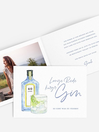 Einladung 40. Geburtstag Gin Time