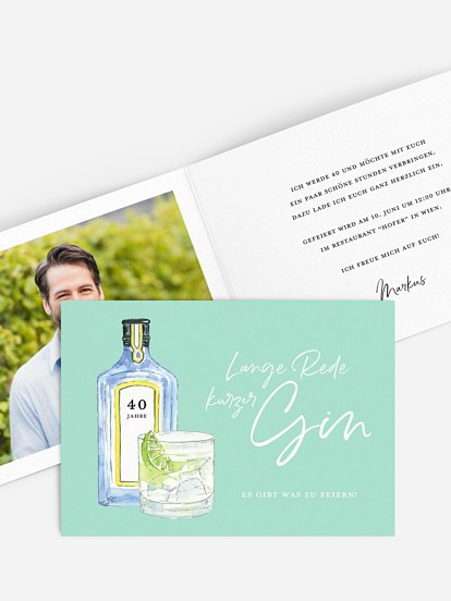 Einladung 40. Geburtstag Gin Time