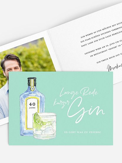Einladung 40. Geburtstag Gin Time