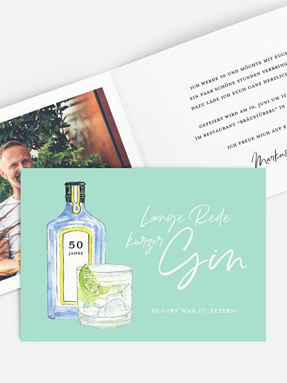 Einladung 50. Geburtstag Gin Time