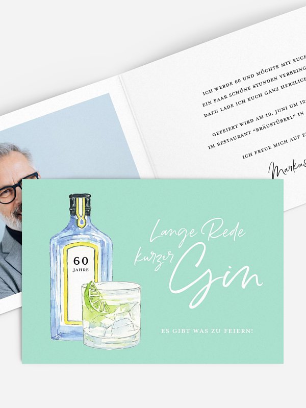 Einladung 60. Geburtstag Gin Time