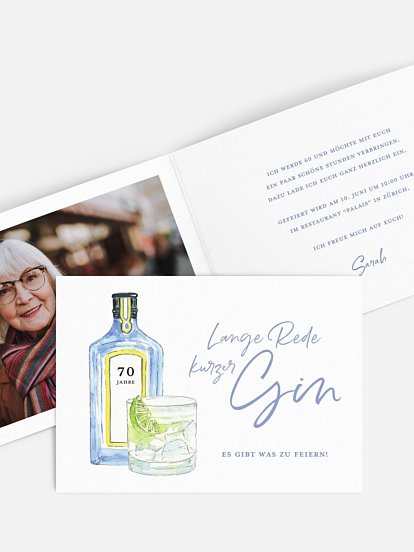 Einladung 70. Geburtstag Gin Time