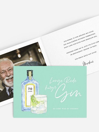 Einladung 70. Geburtstag Gin Time