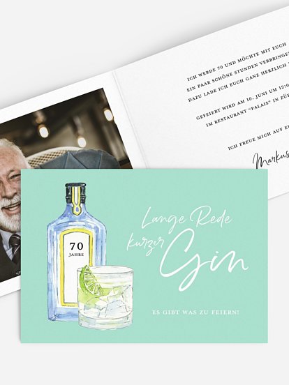 Einladung 70. Geburtstag Gin Time