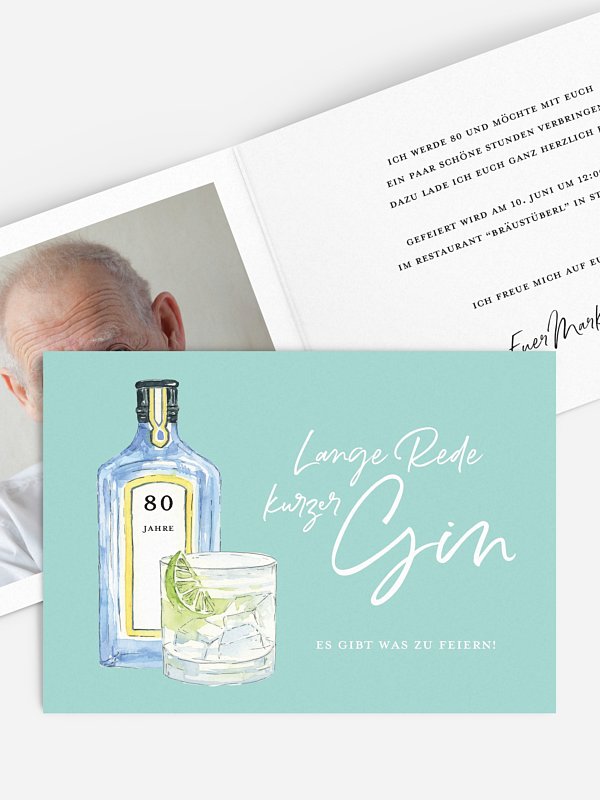 Einladung 80. Geburtstag Gin Time